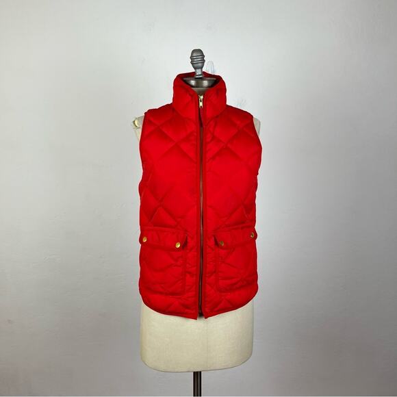 J. Crew Jackets & Blazers - J. Crew Red Puffer Vest with Snap Pockets